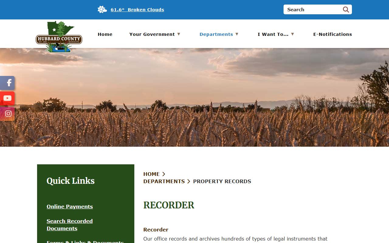 Hubbard County Court Administrator records recorder office distinction