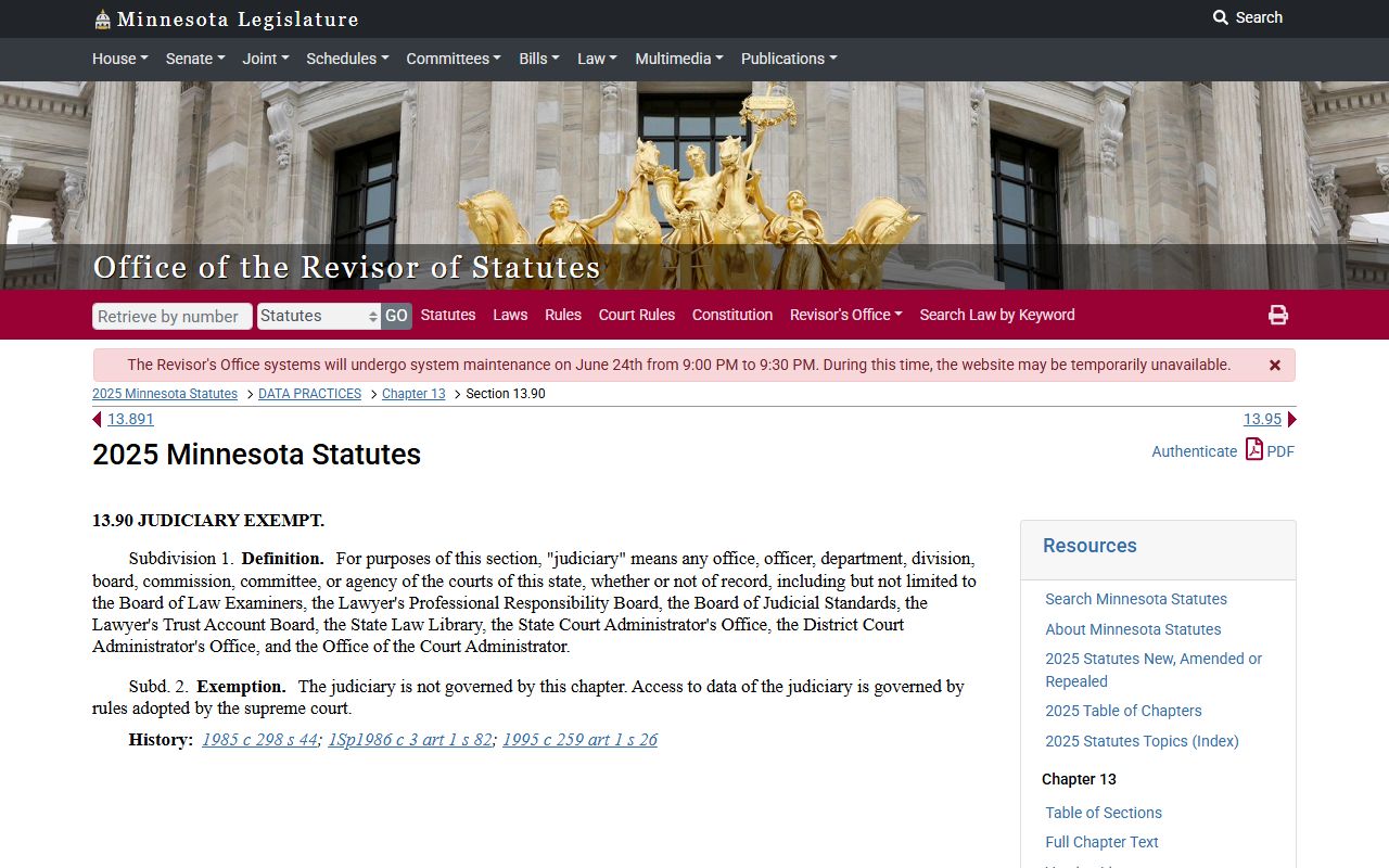 Hubbard County court charge records judicial branch records statute
