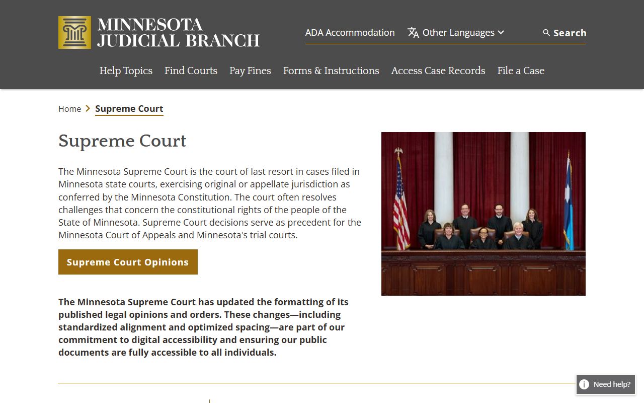 Hubbard County court dockets Minnesota Supreme Court source