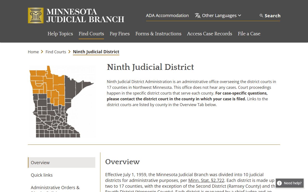 Hubbard County court dockets Ninth Judicial District source