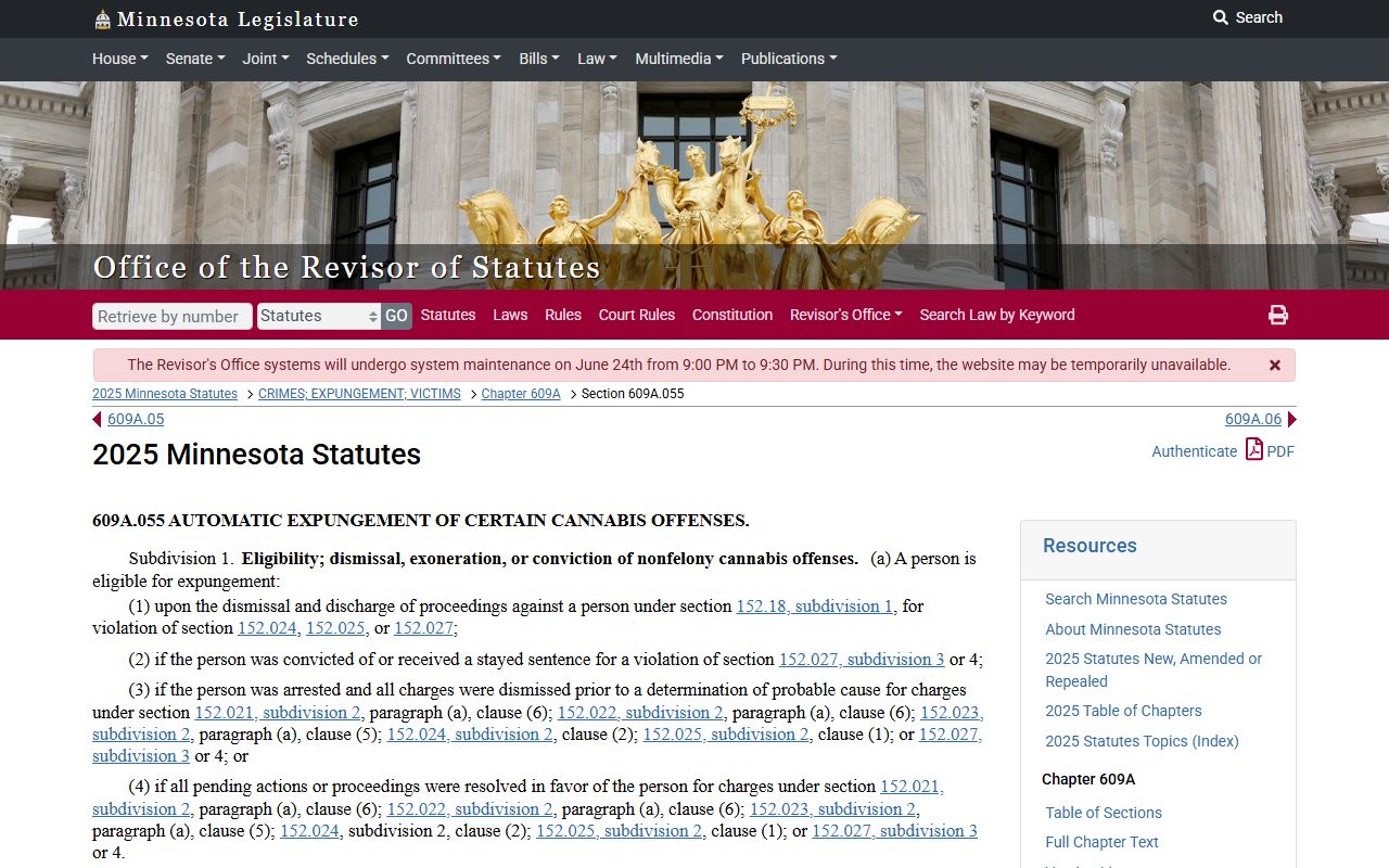 Hubbard County criminal court records cannabis automatic expungement statute