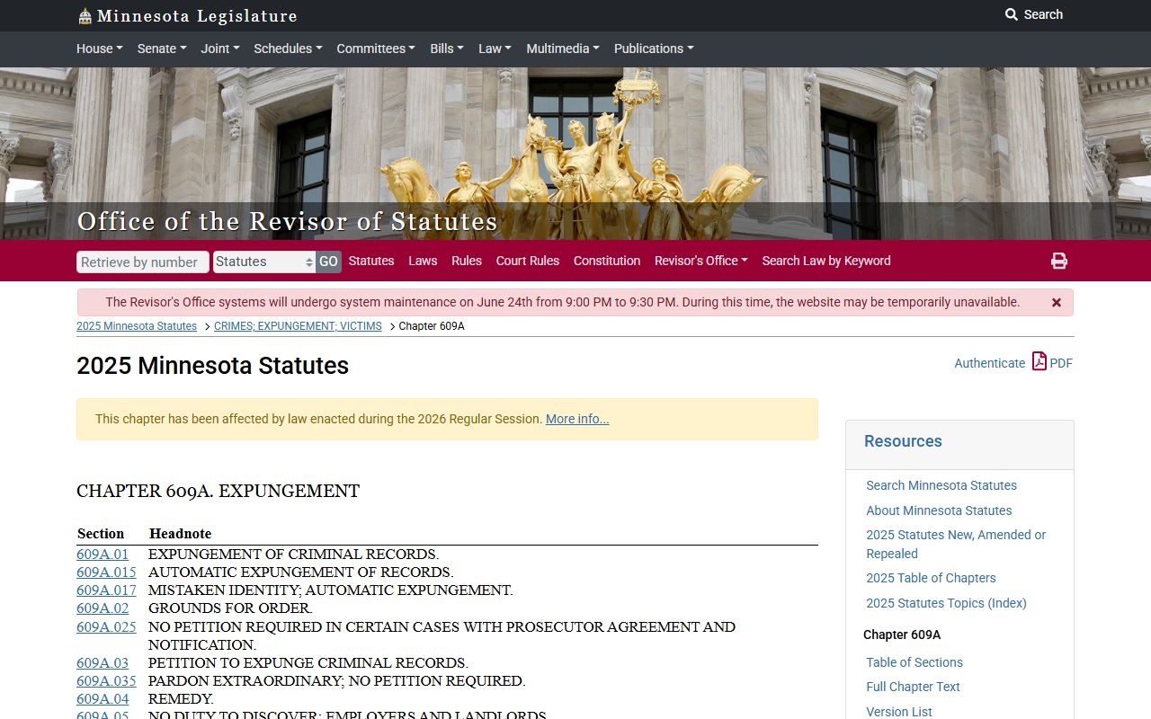 Hubbard County criminal court records Minnesota expungement chapter