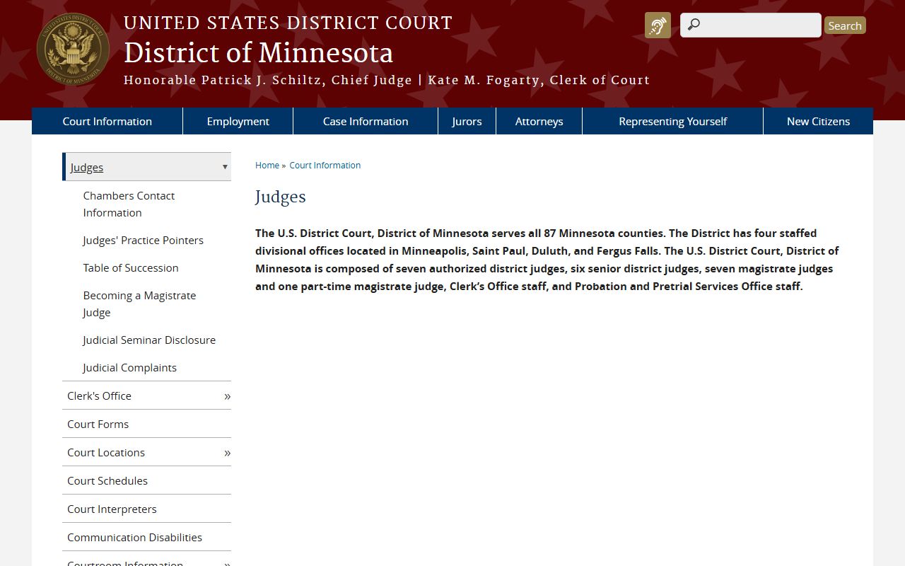 Hubbard County District Court federal District of Minnesota judges source