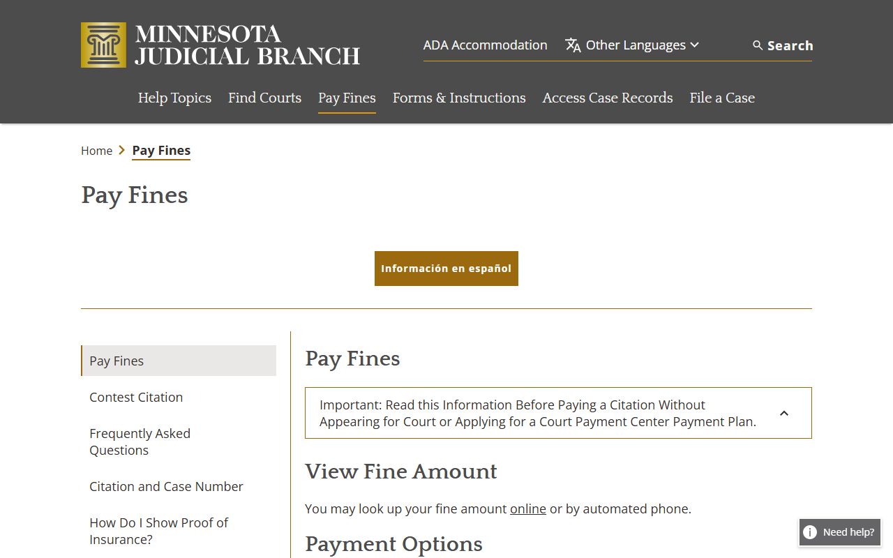 Hubbard County court records Minnesota pay a fine