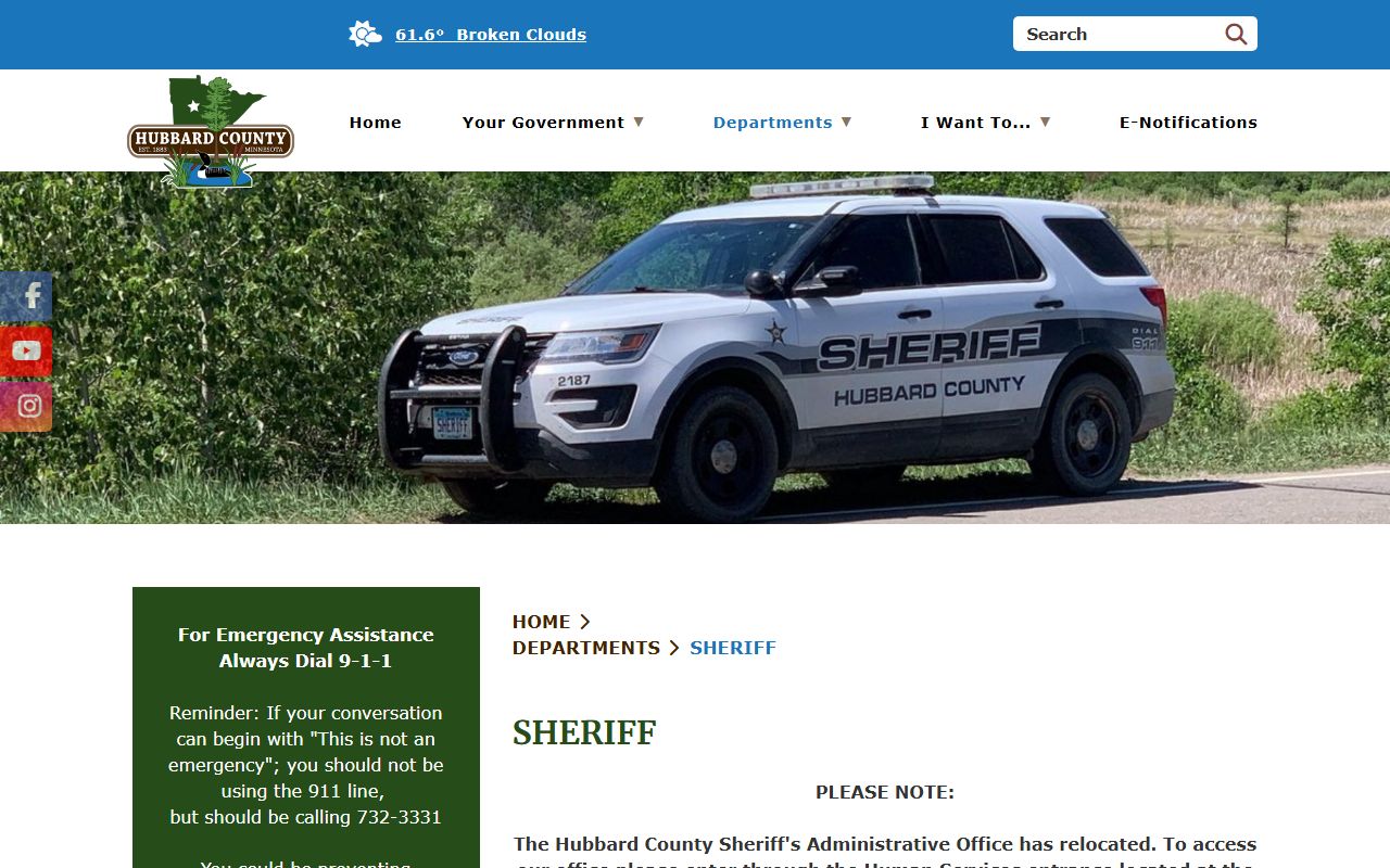 Hubbard County inmate records sheriff office jail contacts