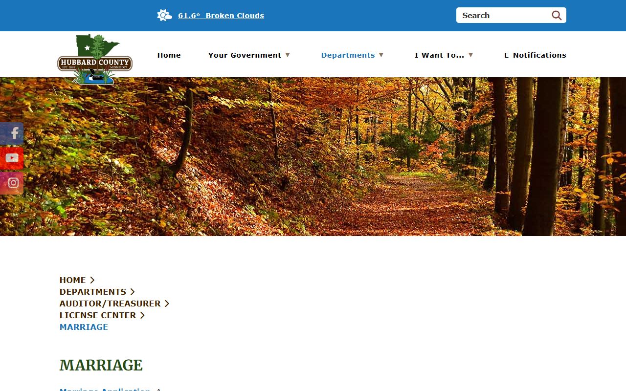 Hubbard County marriage divorce records marriage license instructions