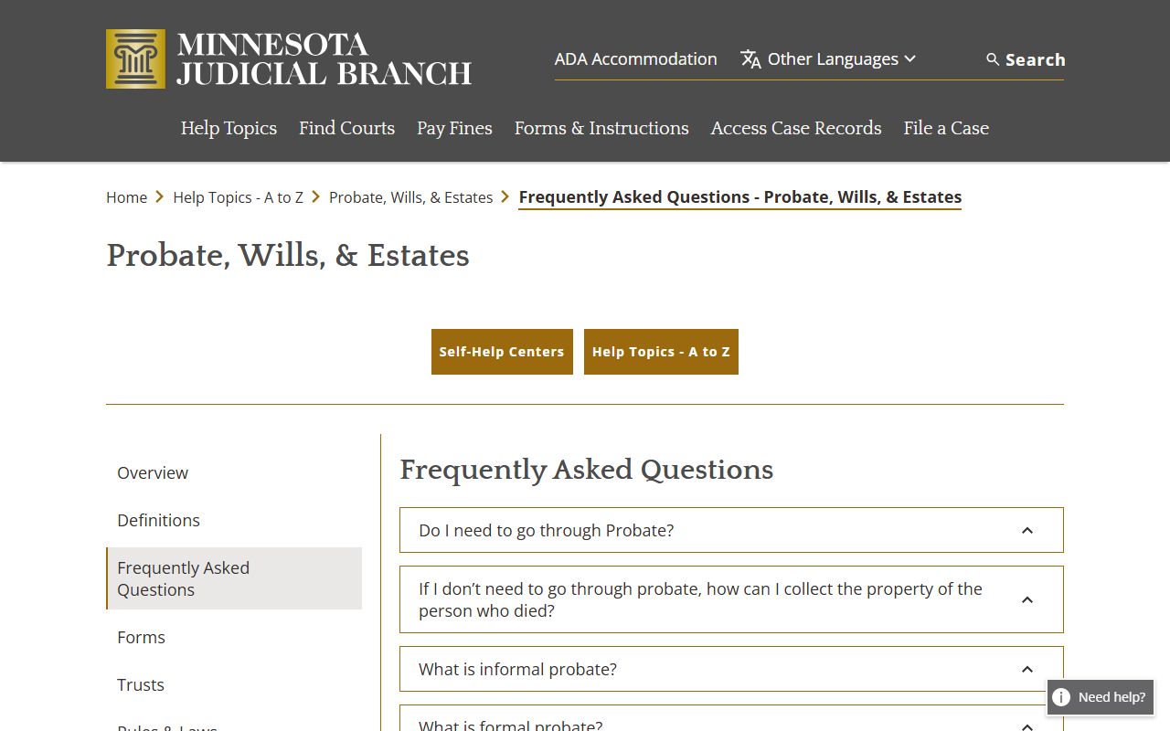 Hubbard County probate records Minnesota probate FAQ small estate threshold