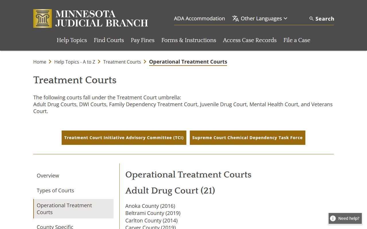 Hubbard County traffic court records DWI Court listing